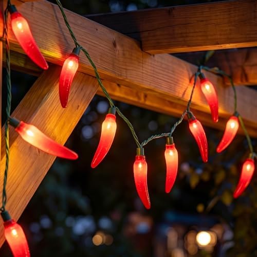 Oviejo Red Chili Pepper String Lights, 13.6FT Chili String Lights with 35 Chili Pepper Lights, UL Listed Red Chili Room Lights for Outdoor/Indoor Garden Corridor Christmas Tree Decoration, Green Wire by Oviejo