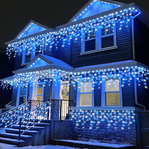 33ft Blue and White Christmas Lights Outdoor Icicle Lights for Outside 400L - Image 5