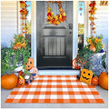 KILOCOCO Halloween Buffalo Plaid Rug 3x5 ft Orange and White Front Door Rug by Kilococo
