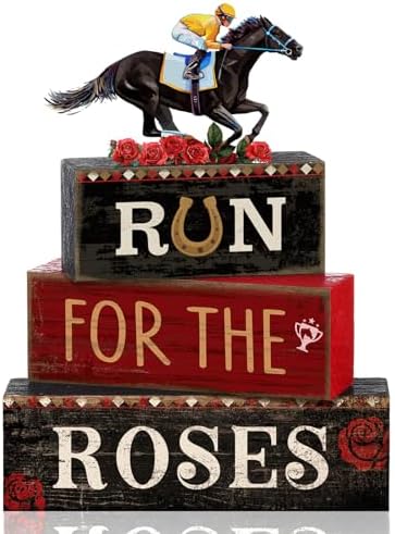Yuntau 4 Pcs Derby Day Horse Centerpieces Wooden Table Signs Racing by Yuntau
