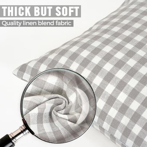 Grey Gingham Euro Pillow Sham Covers 26x26, Extra Large Gray Pillow Covers - Image 4