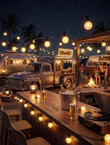 Abeja 25FT Outdoor String Lights, G40 Globe Patio String Lights with 27 Frosted White Globe Bulbs, Waterproof Connectable Hanging Lights for Outside Backyard Porch Umbrella Bistro Decor, Black Wire - Image 7