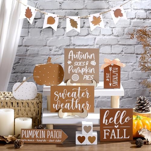 Sumind 15 Pcs Fall Decorations for Home Fall Tiered Tray Decor Set,Leaf - Image 6