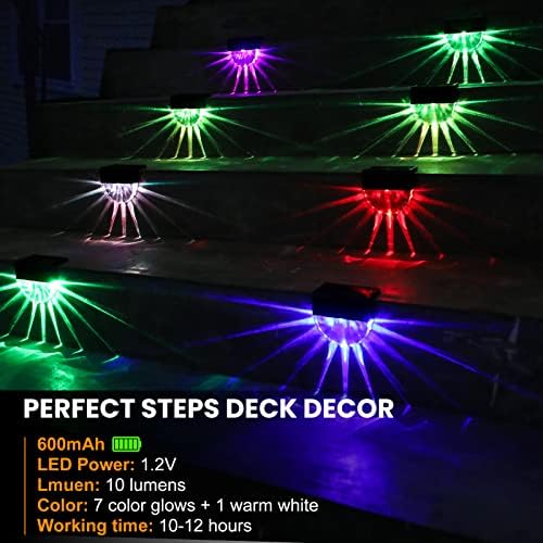 Solar Deck Lights Outdoor - 8 Pack Solar Step Light CIYOYO Waterproof Fence Lights for Patio Stairs Post Pathway Porch Driveway Yard Garden Decor, Warm White/LED Color Glow Lighting - Image 4