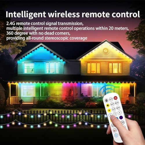 Permanent Outdoor Light,150ft with 100 LED Eaves Lights,Smart RGB Outdoor Lights with 75 Scene Modes,IP67 Waterproof,for Halloween Decorations,Christmas,Party,App and Remote - Image 5