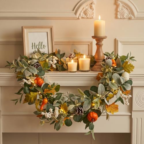 6FT Fall Garland with Lights for Autumn Mantel Decor - Image 3