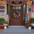 Moucuny 2'4'' X 3'7'' Narrow Navy and White Patriotic Vertical Stripe Rug by Moucuny