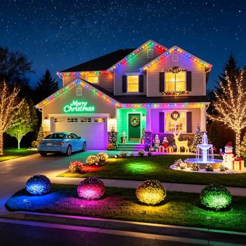 Solar Spot Lights Outdoor Waterproof, Multicolor 10Modes RGB Solar Tree Spotlight Bright Uplights for Halloween Christmas Decorations Outdoor,Landscape Lighting for Garden Yard Pathway(3Pack) - Image 5