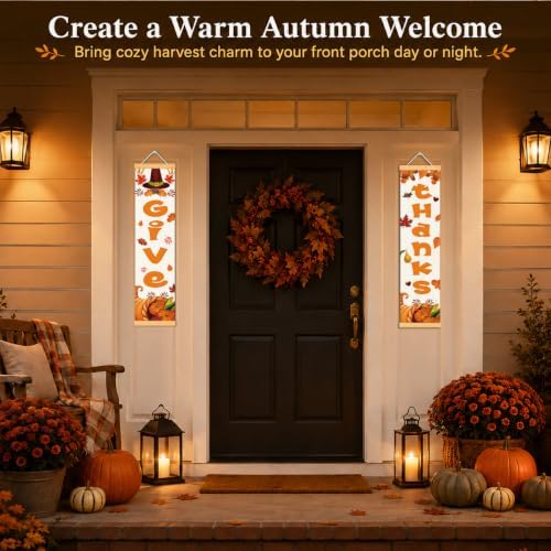 Give Thanks Door Banner Set of 2, Thanksgiving Porch Decor for Home - Image 6