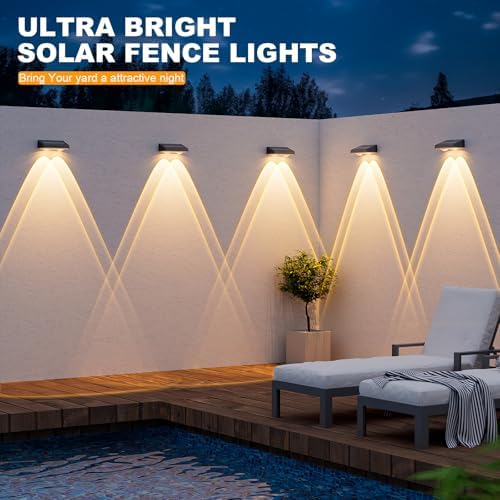 NIORSUN Solar Fence Lights,12 Pack Deck Light,Led Lights Warm White Outdoor Wall Lights,IP45 Solar Powered Light Waterproof for Backyard/Pool/Railing/Patio/Porch/Step/Outside/Garden (Black) - Image 2