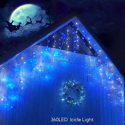 Hopolon 33FT 360 LED Blue White Christmas Icicle Lights,60 Drops Plug in - Image 4