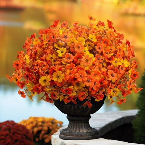 16 Bundles UV Resistant Artificial Fall Flowers Faux Mums for Outdoors - Image 3