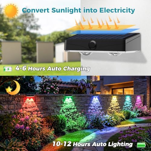 kolpop Solar Fence Lights Outdoor,11 Modes&9 Colors RGB/Cold/Warm White Fence Lights Solar Powered,IP65 Waterproof, 60LM LED Color Changing Solar Lights for Patio,Backyard,Wall,Deck,Party,Decor 4 Pack - Image 5