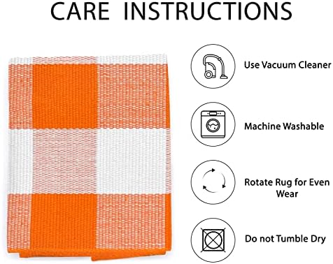 IOHOUZE Fall Buffalo Plaid Outdoor Rug 3x5, Washable, Orange White - Image 6