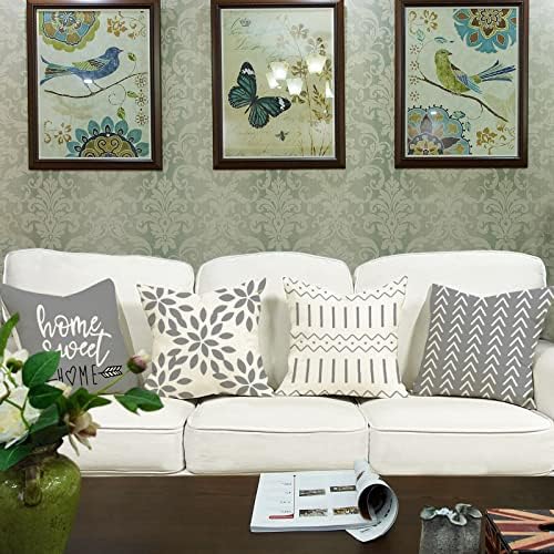 YCOLL Pillow Covers 16x16 Set of 4, Modern Sofa Throw Pillow Cover, Decorative Outdoor Linen Fabric Pillow Case for Couch Bed Car，Gray - Image 2