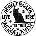 Black Cat Wood Hanging Sign for Front Door, Cat Gifts House Welcome Sign by FDLLAUS