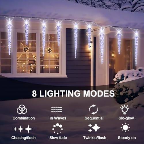 (New) Outdoor Icicle Lights, 16.2Ft 40 LED Twinkling Icicle String Lights, Connectable 40 Tubes Chrisitmas Lights, Waterproof Hanging Christmas Ornament Plug in for Wedding, New Year, Home Decor - Image 6