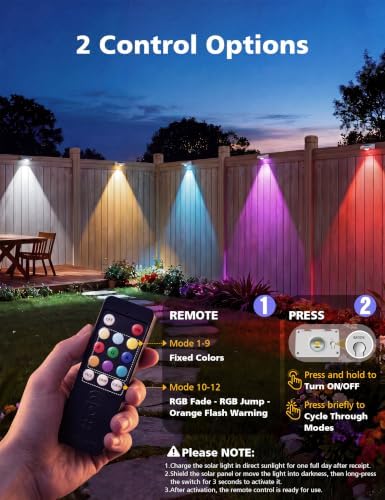 VOLISUN Solar Fence Lights with Remote Control, 8 Pack Vinyl Solar Lights - Image 5