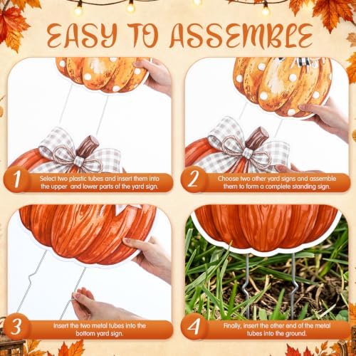 RattanView 6 Pack Outdoor Fall Thanksgiving Yard Signs Decorations Pumpkin Yard Stakes Front Porch Decor Autumn Harvest Garden Lawn Patio Signs for Fall Thanksgiving Day - Image 5