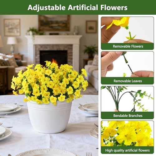 INQCMY Artificial Fake Petunias Flowers for Outdoors Fall Home Decoration - Image 2