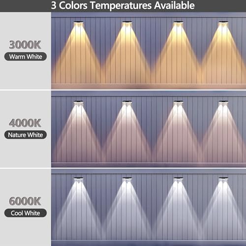Brizled 12 Pack Solar Fence Lights Outdoor, 300/4000/6000K 3 Modes Fence Lights Solar Powered with LED Focus Lens, Outdoor Fence Lighting Wall Light Waterproof for Outside Backyard Patio Railing Deck - Image 3