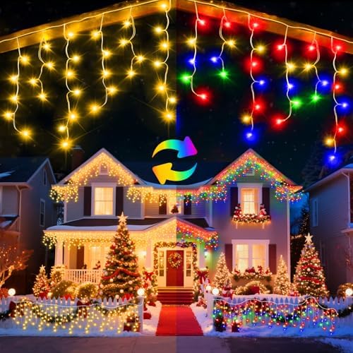66 Ft Ice Lights for Outside, 640 LED Christmas Lights Outdoor Plug in, Christmas String Lights with 11 Modes & Timer for Holiday, Party, Wedding, House, Patio, Outdoor Decorations by Unknown