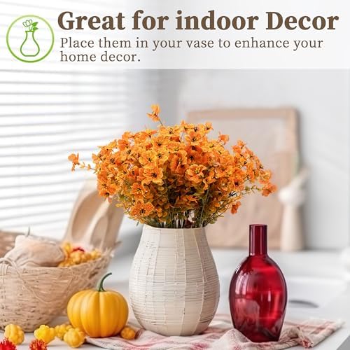 ColoPlay 18 Bundles Artificial Mums for Outdoors, Fake Flowers Fall Decor - Image 5