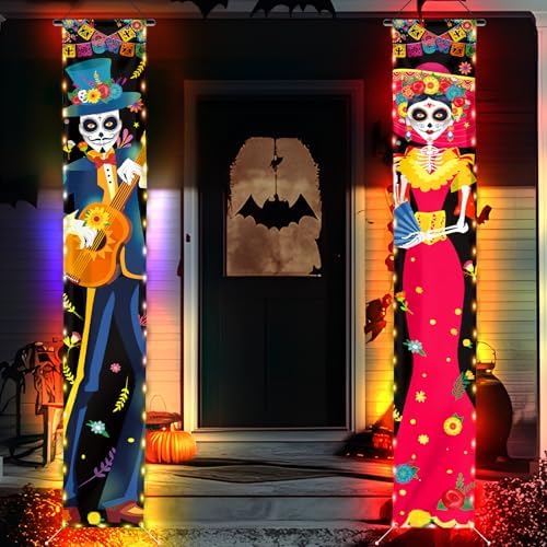 71 x 12 Inch Lighted Day of the Dead Dia de los Muertos Door Banner Decor - Image 4