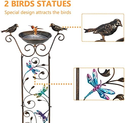 SUNNYPARK 43.5 Inch Metal Bird Bath Bowl with Garden Trellis Outdoor - Image 2