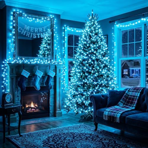 BrizLabs Teal Christmas Lights Outdoor 100 Count 19.7ft Incandescent Lights - Image 7