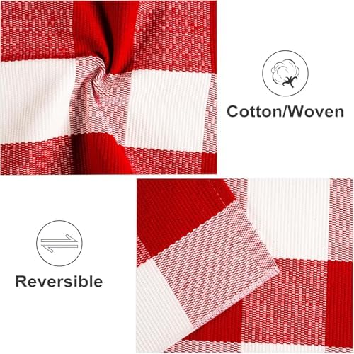 Red and White Outdoor Rug 2'x4.3'Christmas Checkered Front Porch Rug - Image 2