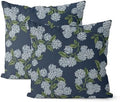 Navy Blue Spring Pillow Covers 22x22 Inch 2 Pcs Blue Green Hydrangea Flower Decor Throw Pillows Vintage Floral Seasonal Summer Outdoor Decoration Pillowcase Linen Cushion Cover for Couch Sofa by DAFENA