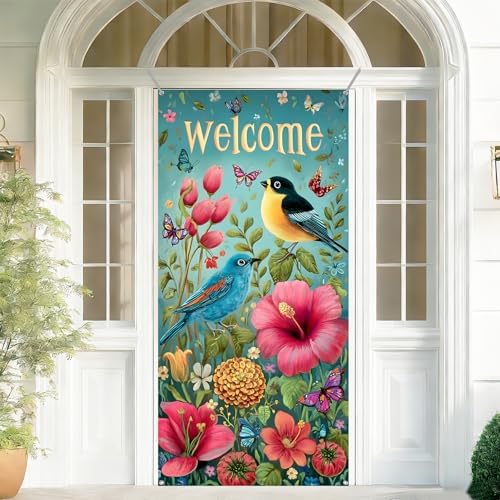 Front Door Covers Decorative, Spring Flower Design Door Curtain 70.8 x 35.4 Inch for Porch Outdoor Indoor Home Decor (Colorful-235) - Image 4