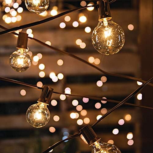 GOOTHY Outdoor String Lights, 25FT Hanging Patio Lights String with 27 G40 Clear Globe Bulbs (2 Spare), Connectable Globe String Lights for Indoor Outdoor Garden Commercial Decor, C7/E12 Base - Brown - Image 5