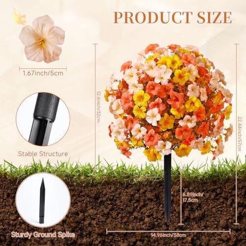 SHareconn 2Pcs Artificial Fall Flowers for Outdoors UV Resistant Decoration - Image 2