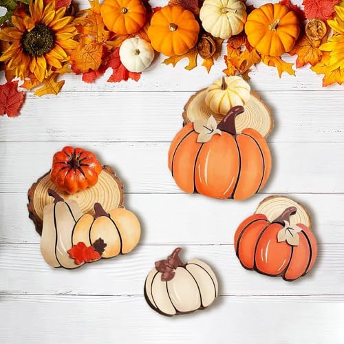 5PCS Wooden Pumpkin Fall Decor, Autumn Thanksgiving Table Centerpiece - Image 6