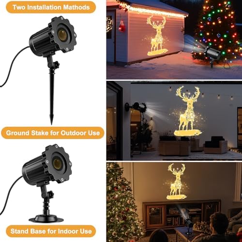 3D Dynamic Christmas Projector Lights Outdoor Indoor-2026 Upgrade Reindeer Christmas Decorations,Waterproof Holiday Projector Lights for Window Ground Roof Wall Yard Xmas Decor - Image 5