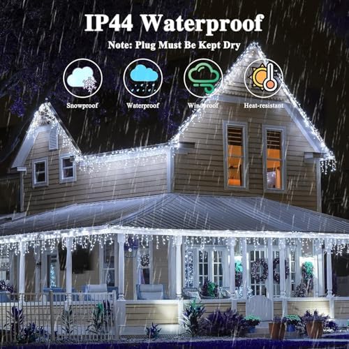 115FT 300LED Cool White Christmas String Fairy Lights Indoor/Outdoor, Waterproof with 13 Modes, Clear Wire Plug in Twinkle Light for Outside Garden Bedroom Christmas Tree Decorations - Image 2