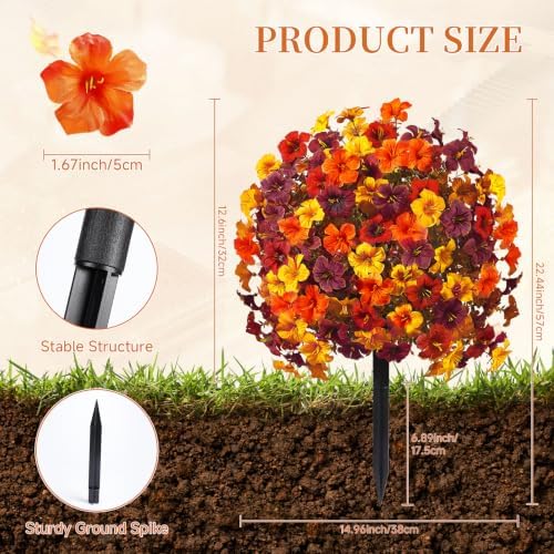 SHareconn 4Pcs Artificial Fall Flowers for Outdoors UV Resistant Decoration - Image 2