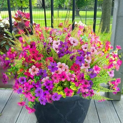 Yastouay 12 Bundles Artificial Flowers for Outdoors Decoration UV Resistant by Yastouay
