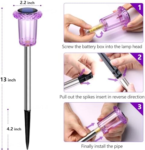 Halloween Solar Lights Outdoor 15 Pack LED Purple Pathway Lights - Image 5