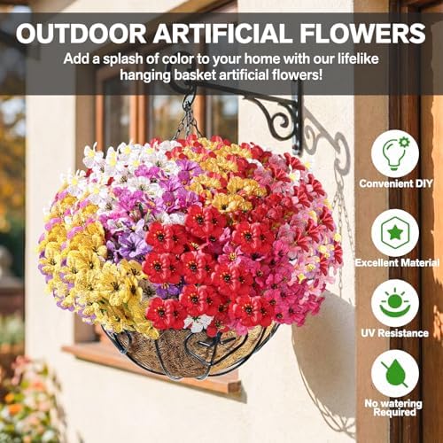 22 Pack Artificial Flowers for Outdoor Indoor Fake Plants(Multi-Colour) - Image 3