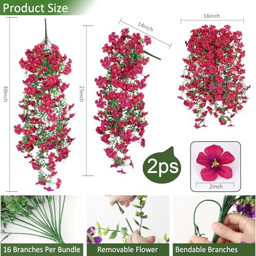 Vibrant Silk Artificial Flowers for Outdoors with Realistic UV Resistant Fake Plants,Includes 2 PCS of Spring Garden Decor Set for Hanging, Patio, Front Porch, Yard Decorations Outdoor - Image 2