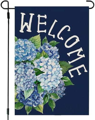 CROWNED BEAUTY Spring Floral Hydrangea Garden Flag for Outside 12x18 Inch by CrownedBeauty