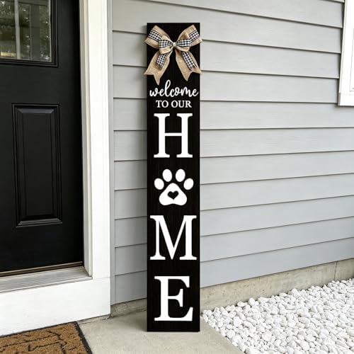 Foutcheou Welcome to Our Home Front Door Sign, 47"X8", Black by Unknown