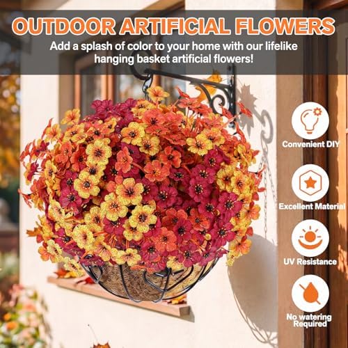 Powbrace 22 Pack Artificial Fall Flowers Mums for Outdoor Indoor(Fall Mix) - Image 2