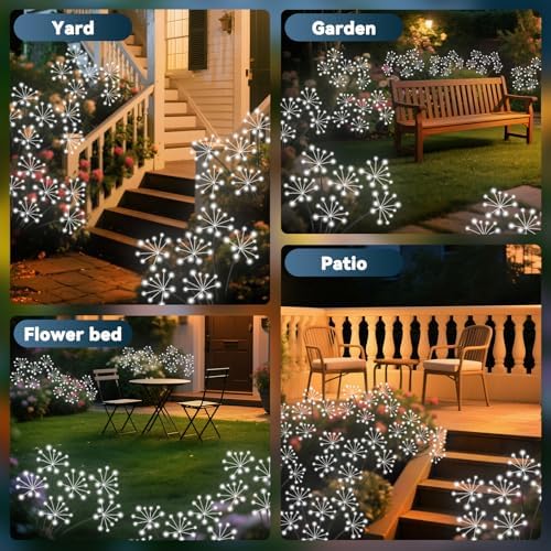 Solar Garden Lights 2 Pack Waterproof Swaying Starburst Lights White - Image 6