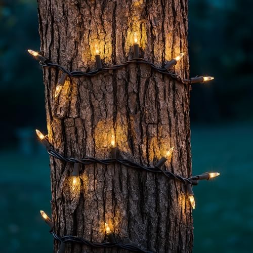 Novelty Lights 11 Feet 50 Bulbs Incandescent Mini Lights, Clear, Brown Wire - Image 3