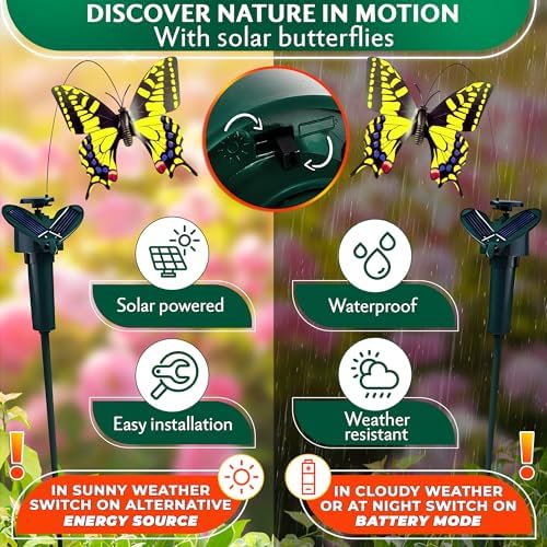 Solar Butterfly Garden Stakes 3 Pcs, Moving Decorations for Yards - Image 3