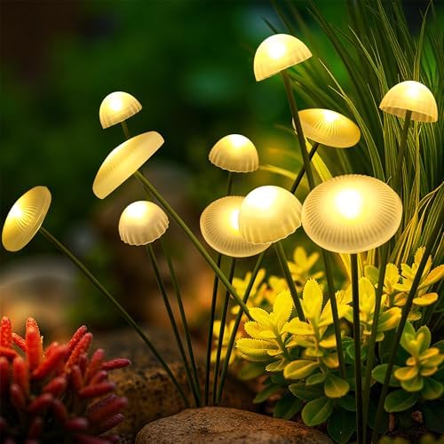 Solar Garden Lights, 2pack Swaying Mushroom Solar Lights by Suncket
